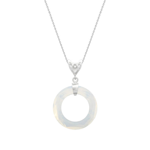 Sudraba kulons "Cosmic Ring (White Opal)" ar Swarovski™ kristāliem